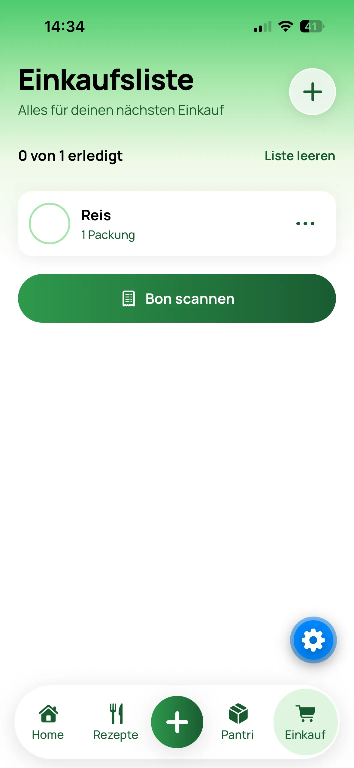 Einkaufsliste in PantriPanda